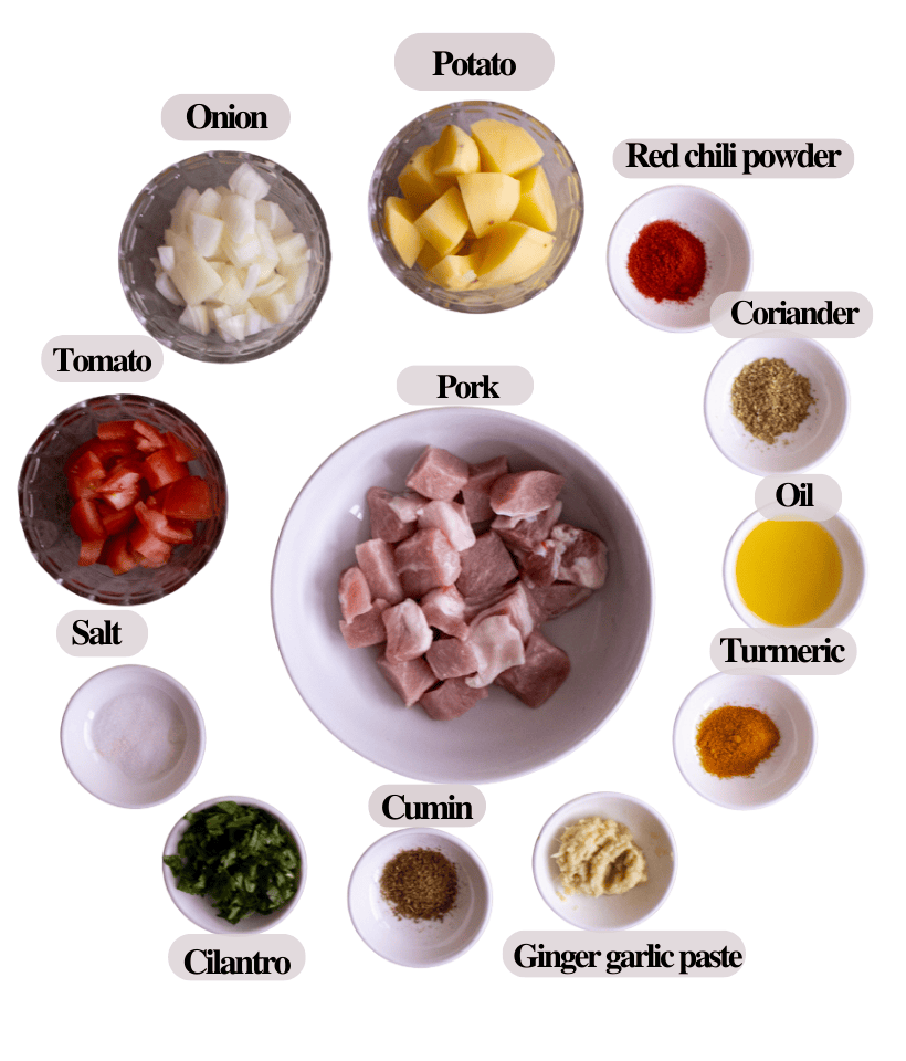 INGREDIENTS - PORK AND POTATO CURRY RECIPE